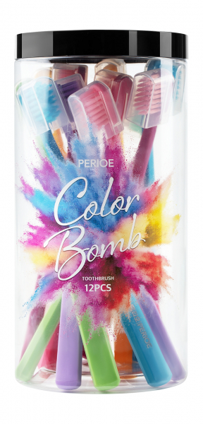 Perioe Color Bomb Toothbrush Set Набор из 12 мягких зубных щеток в защитных колпачках